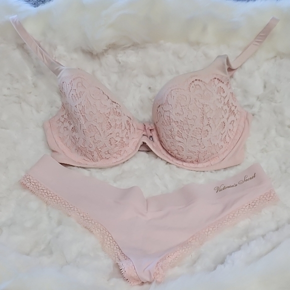 Victoria's Secret Pink Lace Bra and Panty Set Body By Victoria